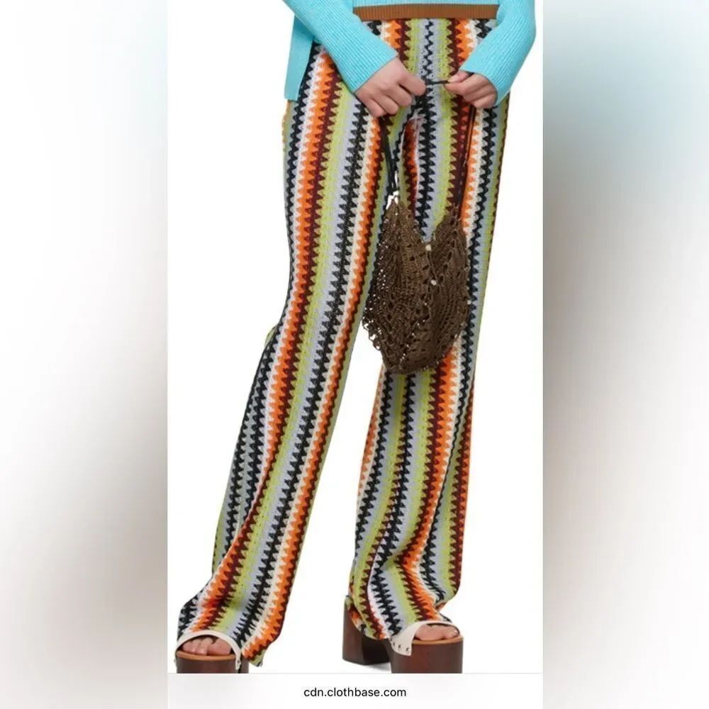 Andersson Bell Marta Cut & Sew Multicolor Crocheted Knit Pants Bohemian Modern